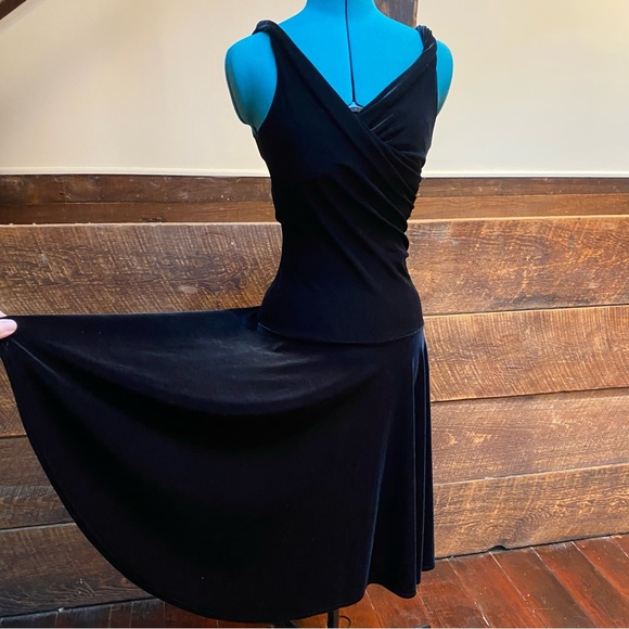 Vintage Velvet Drop Waisted Cocktail Dress w Rockabilly 50’s Bombshell Goth Vibe - Picture 4 of 12